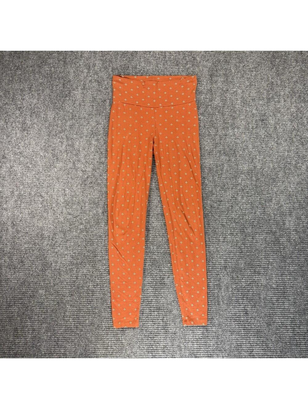 CHARLOTTE ROUSSE Orange Stretch Leggings Size Small Floral